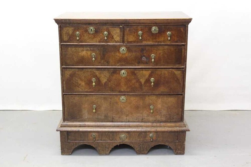 Early 18th century country walnut chest on stand
