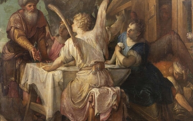 Ecole italienne XVIIe, Gian Antonio FUMIANI (1643-1710) "Abraham et les trois anges "