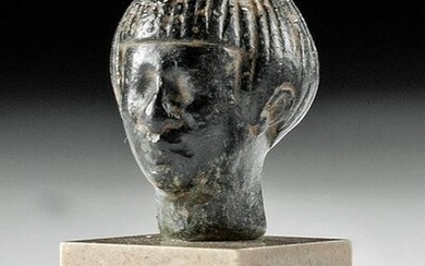 Egyptian Black Steatite Head (of a Scribe)