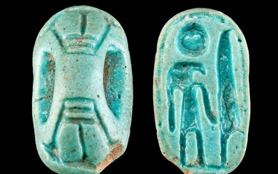 Egyptian Faience Stamp Seal w/ Fly Handle