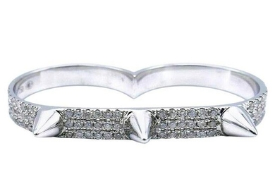Elise Dray White Gold Diamond Spike Two-Finger Ring