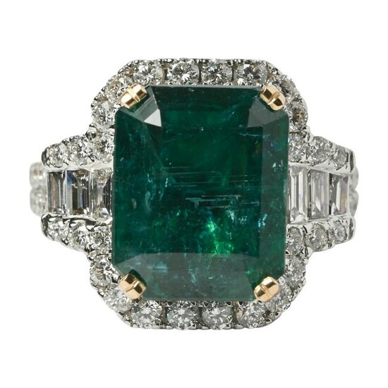 Emerald, Diamond, 14k Gold Ring.