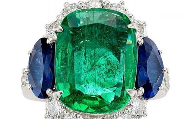 Emerald, Sapphire, Diamond, Platinum Ring Stones