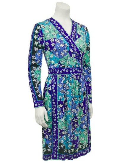 Emilio Pucci Blue Tones Silk & Cashmere Knit Dress