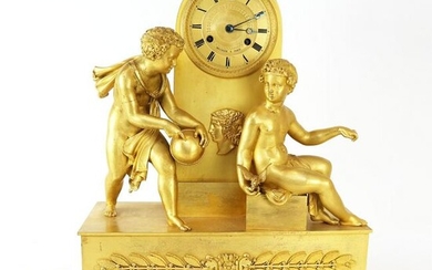 Empire Gilt Bronze Figural Mantel Clock
