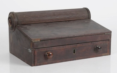 English Inlaid Mahogany Tambour Lap Desk, 19th Century