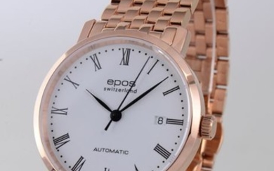Epos - Rose gold plated with automatic movement- 3387-S/S-RG-WHT/BLK - Men - 2011-present