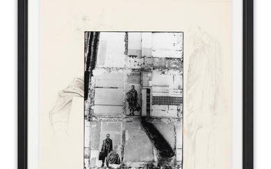 Ernest PIGNON-ERNEST Né en 1942 Etude pour les expulsés - circa 1977-1979 Crayon et photographie sur papier