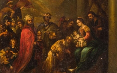 Escuela Española S. XVII. Adoración de los Reyes