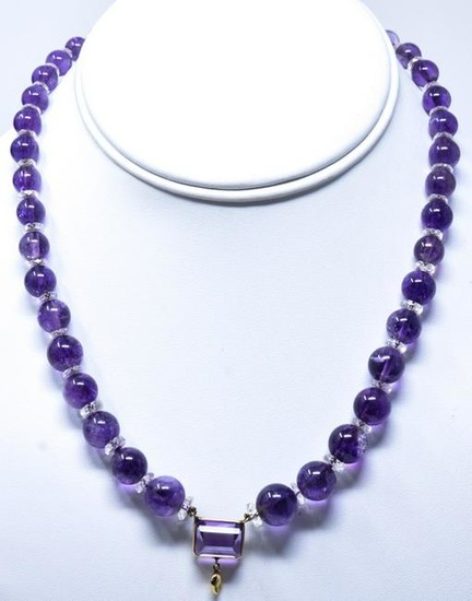 Estate 14kt Yellow Gold Amethyst Crystal Necklace