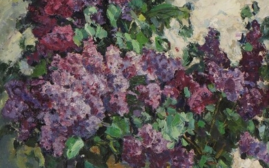 Evgeni Chuikov (ukrainien, 1924-2000) Evgeni Chuikov (ukrainien, 1924-2000) "Nature morte aux lilas", 1962, signé en...