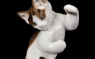 FIGURINE, porcelain, Cat, Rosenthal, Germany.