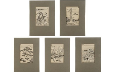 FIVE JAPANESE BOOK FOLIOS BY HOKUSAI