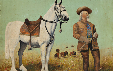 FREDERICK STANTON PERKINS William F. "Buffalo Bill" Cody with a White Horse. Oil...