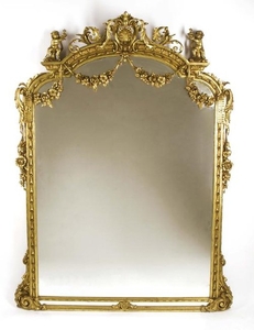 FRENCH ROCOCO STYLE GILT DECORATED MIRROR