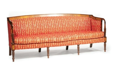 Federal-Style Carved and Inlaid Mahogany Settee