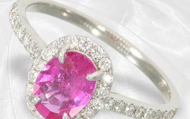 Fine ruby/brilliant cut diamond goldsmith ring, fine ruby of approx. 1.1ct