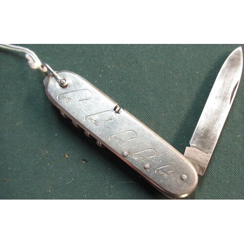 Fisherman's combination pocket knife with lanyard ring and s...