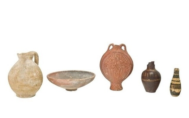 Five Ancient Pottery and Bone Vessels.