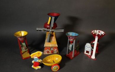 Five Vintage Tin Litho J. Chein & Other Sand Toys