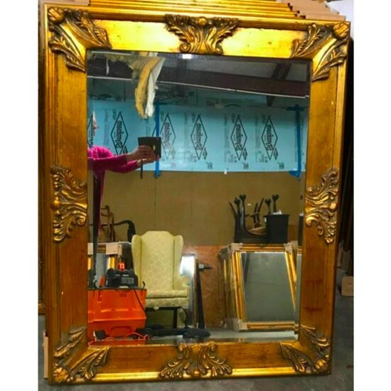 Florentine Style Ornate Gold Gilt Wooden Beveled Mirror