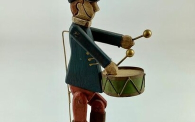 Folk Art Drummer Wooden Automaton