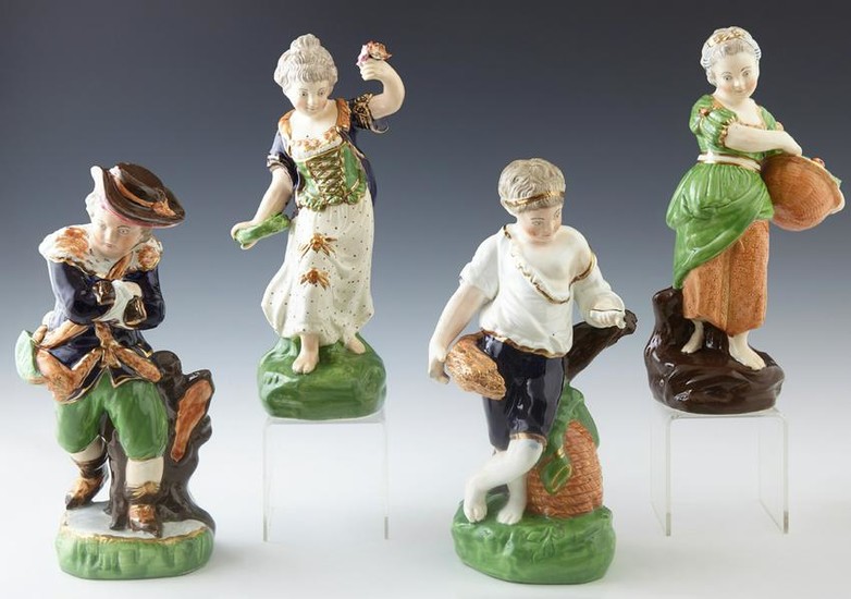 Four 19th c. Style Porcelain Figures, 20th c., with