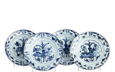 Four Chinese porcelain plates, Kangxi