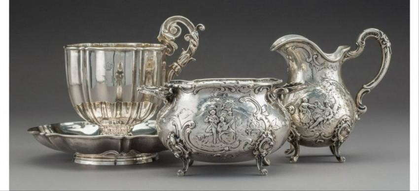 Four French And German Silver Tablewares