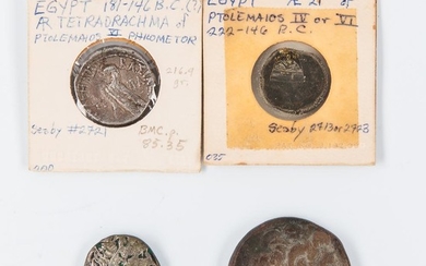 Four Ptolemaic Egyptian Coins