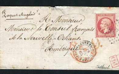 France 1865 - Superb & Rare letter from Rabastens de Bigorre for New Orleans with number 24