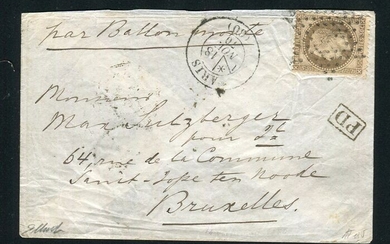 France 1870 - Balloon Mail ‘Le General Ulrich’ (November 18th - November 24th, 1870) bound for Brussels - Hollow