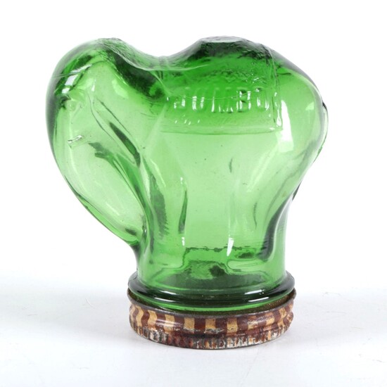 Frank Tea & Spice Co. Jumbo Peanut Butter Emerald Glass Jar, Early 20th Century