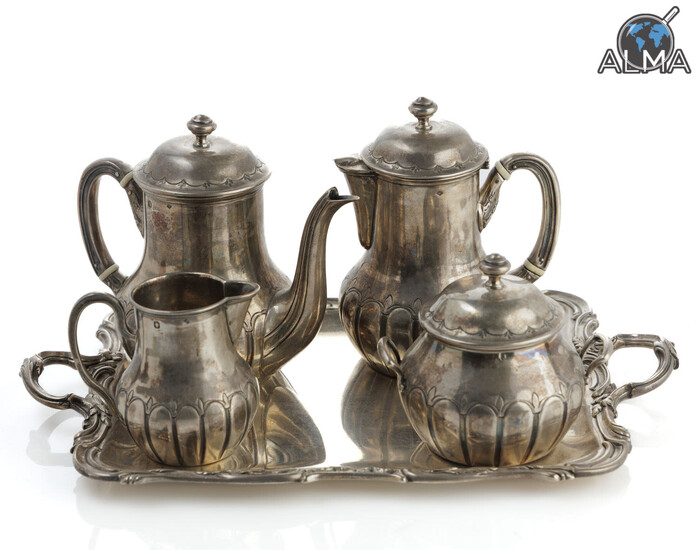 French 950 Silver Coffee & Tea Set from End of 19th Century