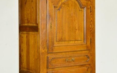 French Oak 2 Door Cupboard With Center Drawer