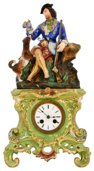 French Porcelain Figural Mantel Clock