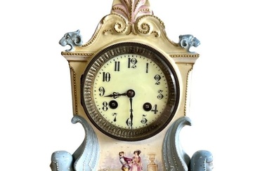 French Porcelain Marti Medaille De Bronze Mantle Clock