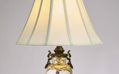French Rococo style hand painted porcelain lamp