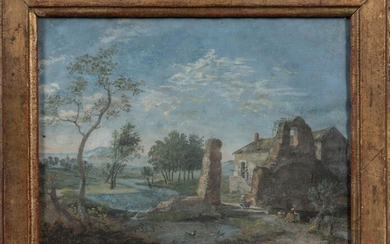 French school of the 18th century - "Animated landscape with...
