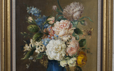 G.A. Pumfrey - Still Life of a Vase of Flowers, 20th century oil on canvas, signed, 33.5cm x 26cm, w