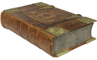 GERMAN EMBOSSED LEATHER BOOK-FORM TABLE BOX