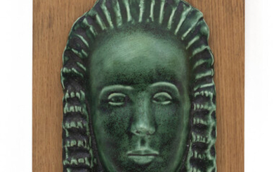 GIACOMO RAIMONDI 'Adolescenza', terracotta smaltata, montata su pannello in legno, circa 1928-2930....