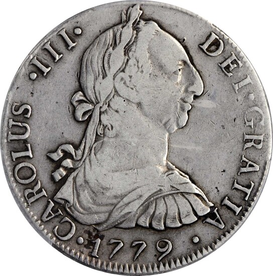 GUATEMALA. 8 Reales, 1779-NG P. Nueva Guatemala Mint. Charles III. PCGS VF-25 Gold Shield.