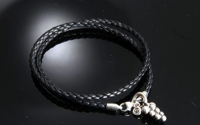 Georg Jensen. Leather bracelet incl. 'moonlight grapes' pendant