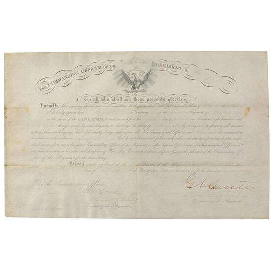 George A. Custer Document Signed