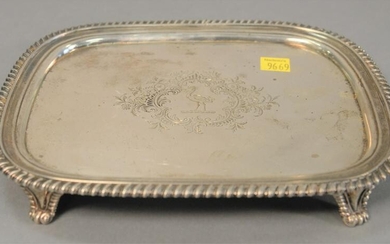 Georgian silver footed tray, marked with 'W.B.'