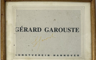 Gérard GAROUSTE (né en 1946) Sans titre Carton d'invitation à Hanovre signé au crayon jaune...