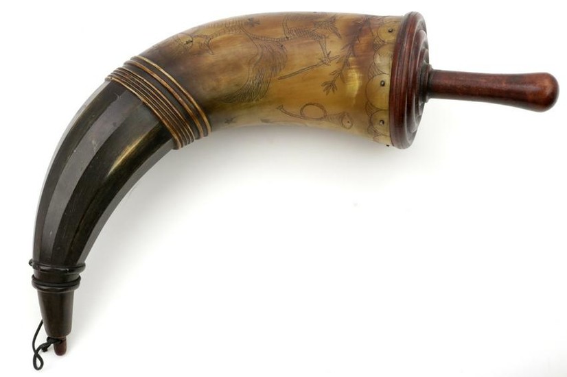 German Hessian 18th C. Style Large Powder Horn with