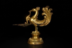 Gilt-bronze "phoenix"oil Lamp - 19th Century- China