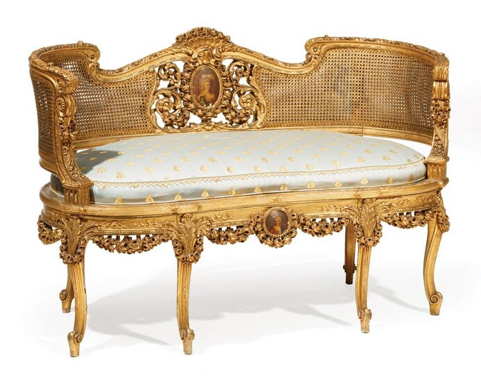 Giltwood and Cane Three-Piece Parlor Suite